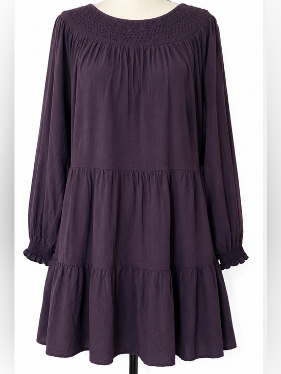 Old Navy Dresses & Skirts - Cottagecore Old Navy Deep Plum Boho Tiered Peasant Dress Balloon Long Sleeve M